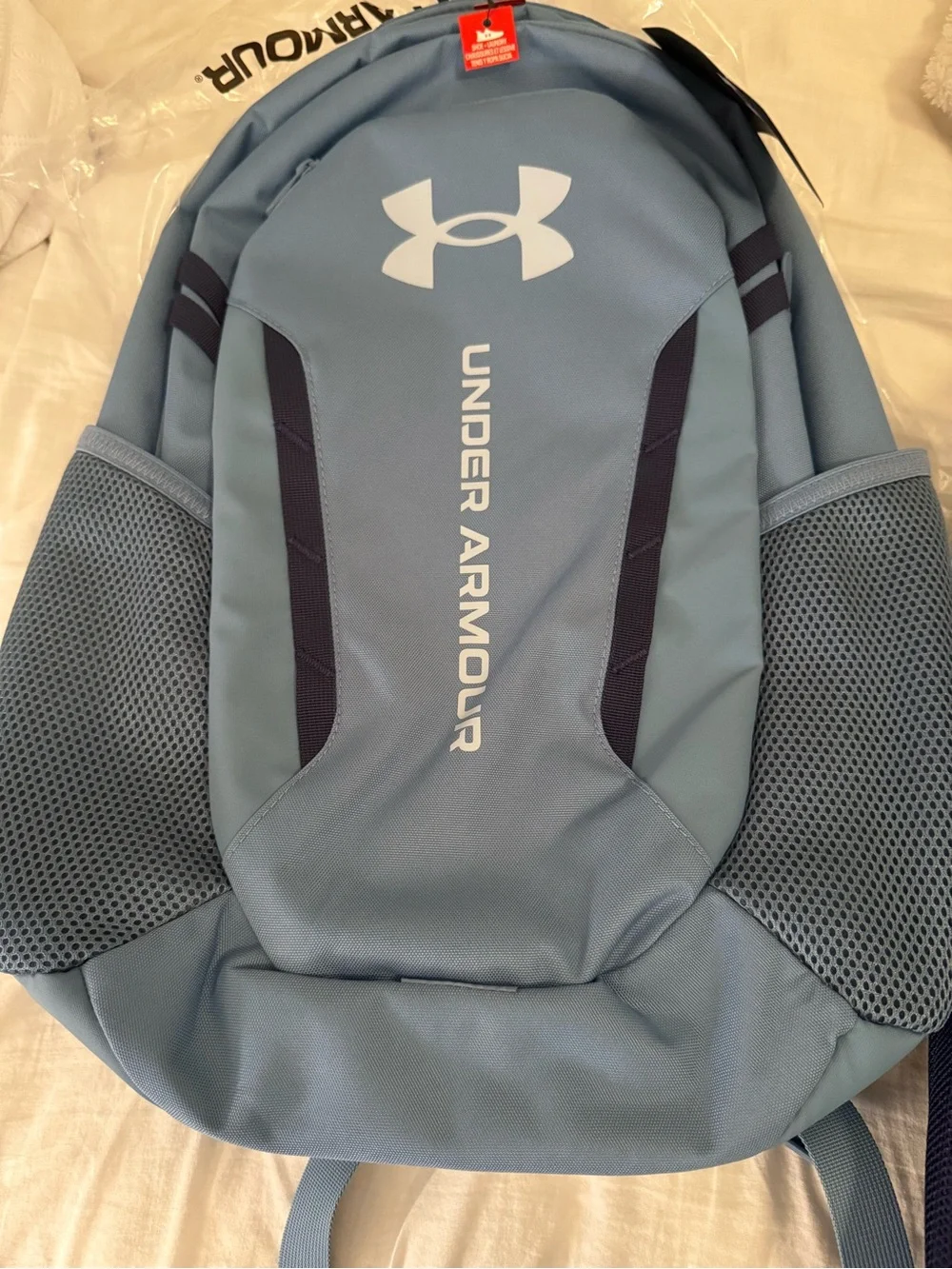 Under Armour Backpack Light Blue with Navy Accents